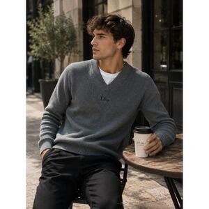 Authentic Dior Mens V Neck Sweater Medium Gray Luxury Designer NWT